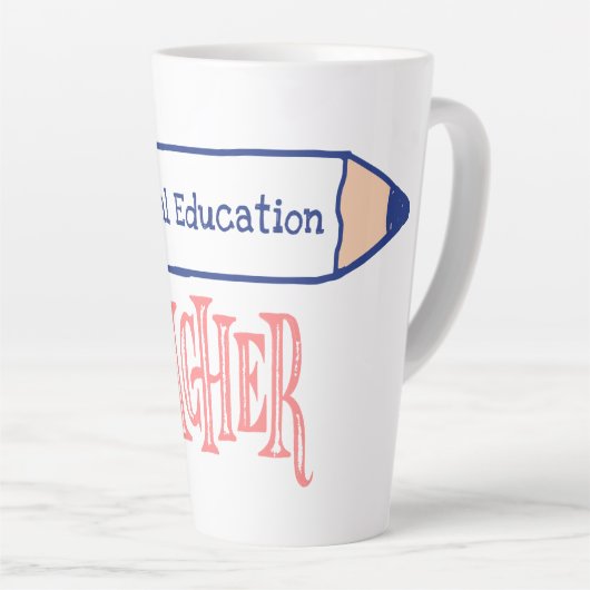 Tasse Latte Conception du crayon enseignant de l'éducation spé (Angle droit)