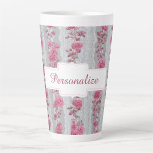 Tasse Latte Conception florale personnalisée de jolies roses r