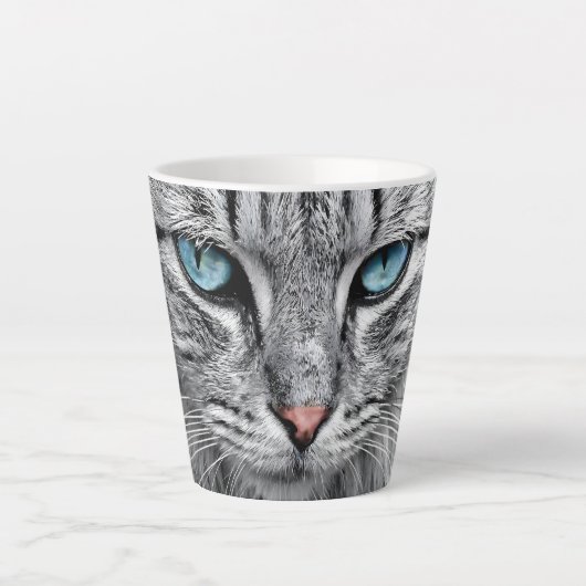 Tasse Latte Conception fractale face chat-10682 (Devant)