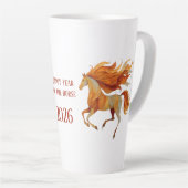 Tasse Latte Conception Joyeuse Année du Cheval 2026 (Angle droit)