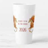 Tasse Latte Conception Joyeuse Année du Cheval 2026 (Devant)