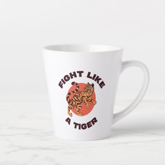 Tasse Latte Conception Motivationnelle Combat Comme un Tigre (Droite)