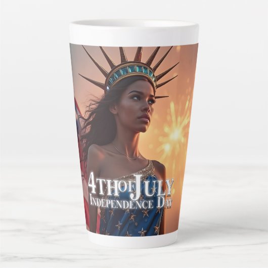 Tasse Latte Conception splendide du 4 juillet - Feux d'artific (Devant)