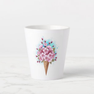 Tasse Latte Cône rose Sakura crème glacée gaufre