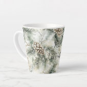 Tasse Latte Cônes de pin verts Noël (Angle gauche)