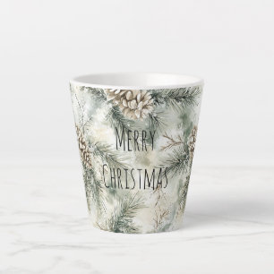 Tasse Latte Cônes de pin verts Noël