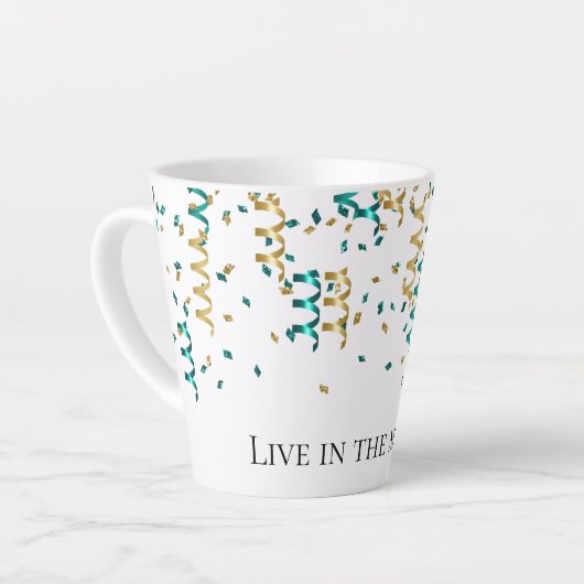 Tasse Latte Confetti en or turquoise (Angle gauche)