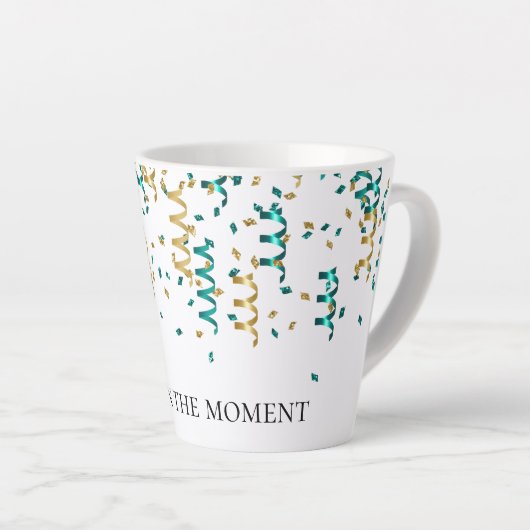 Tasse Latte Confetti en or turquoise (Angle droit)