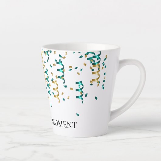 Tasse Latte Confetti en or turquoise (Droite)