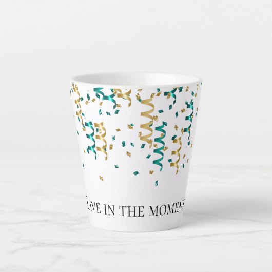 Tasse Latte Confetti en or turquoise (Devant)