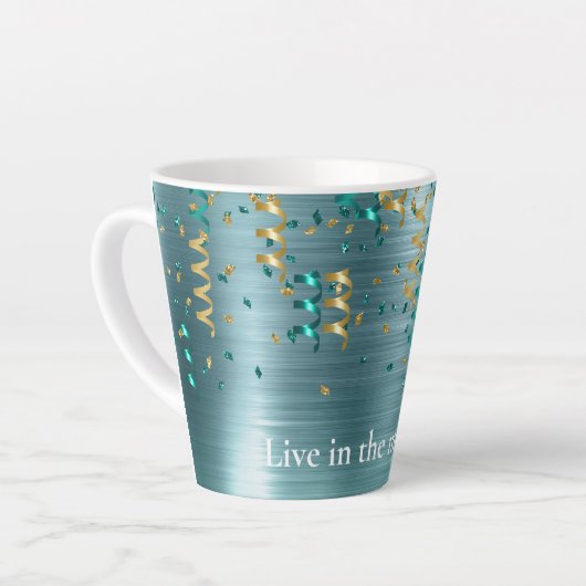 Tasse Latte Confetti en or Turquoise vert (Angle gauche)
