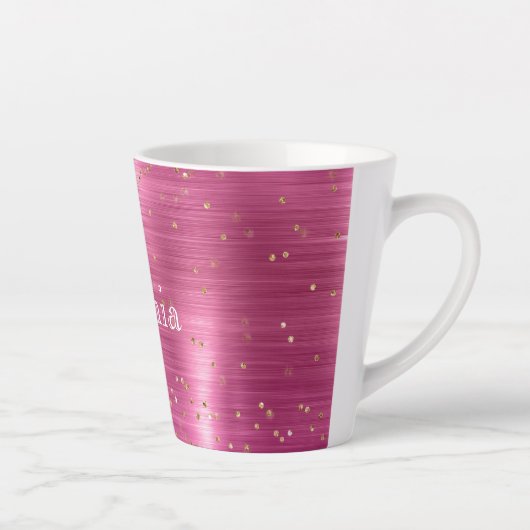 Tasse Latte Confetti glamé rose or étincelant (Droite)