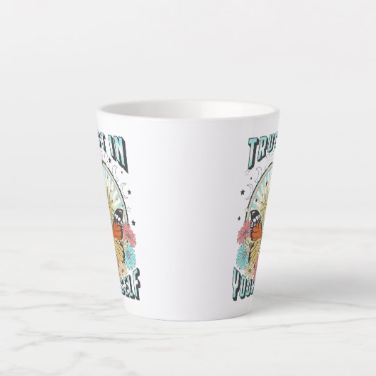 Tasse Latte Confiance en soi | Soleil céleste et papillon (Devant)