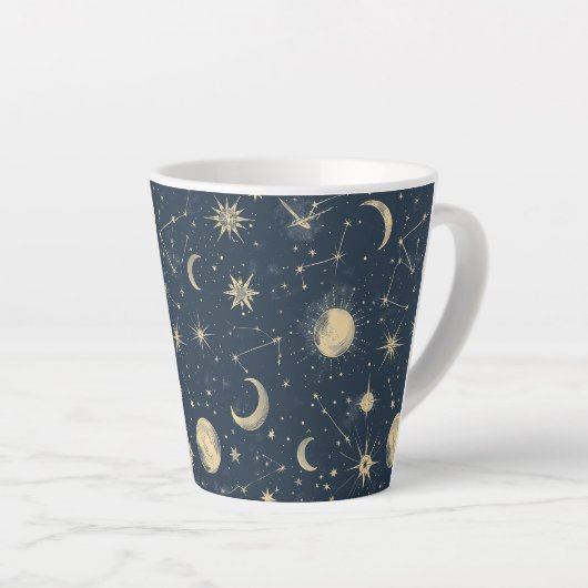 Tasse Latte Constellation céleste - Nuit étoilée (2) (Angle droit)