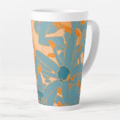Tasse Latte Contemporary Leaf Design in Peach Label (Angle droit)