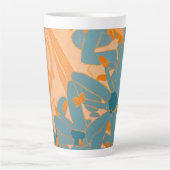 Tasse Latte Contemporary Leaf Design in Peach Label (Devant)