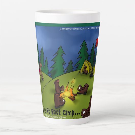 Tasse Latte Contes de camp de feu de Boot : une retraite plein (Devant)