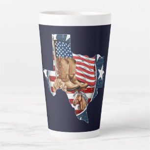Tasse Latte Contour de l'État du Texas Cheval USA