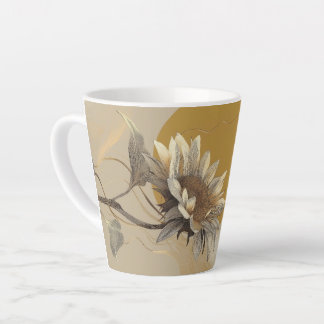 Tasse Latte Contour de tournesol minimaliste neutre