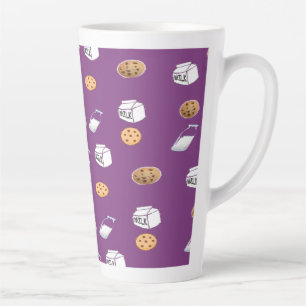 Tasse Latte Cookies et lait sur violet