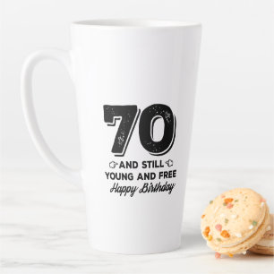 Tasse Latte cool jeune 70e anniversaire citation paroles