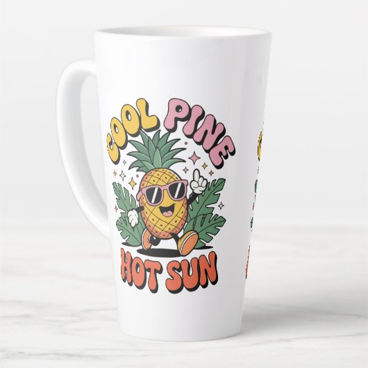 Tasse Latte Cool Pine Hot Sun Retro Pineapple Summer Vibes (Angle gauche)