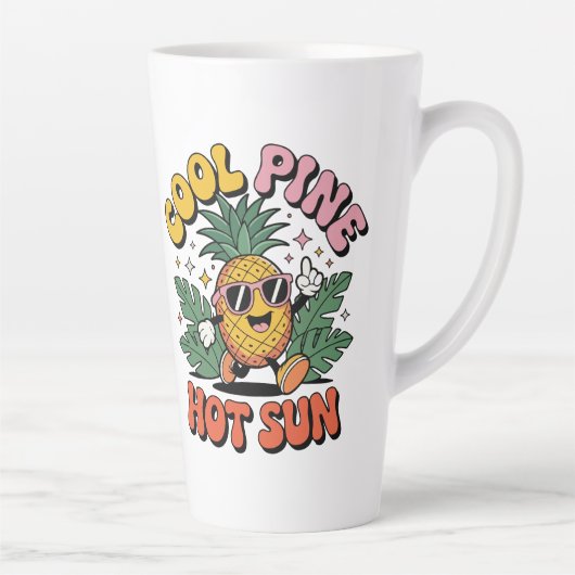Tasse Latte Cool Pine Hot Sun Retro Pineapple Summer Vibes (Droite)