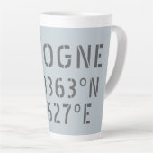 Tasse Latte Coordonnées de la longitude de latitude de Cologne (Angle droit)