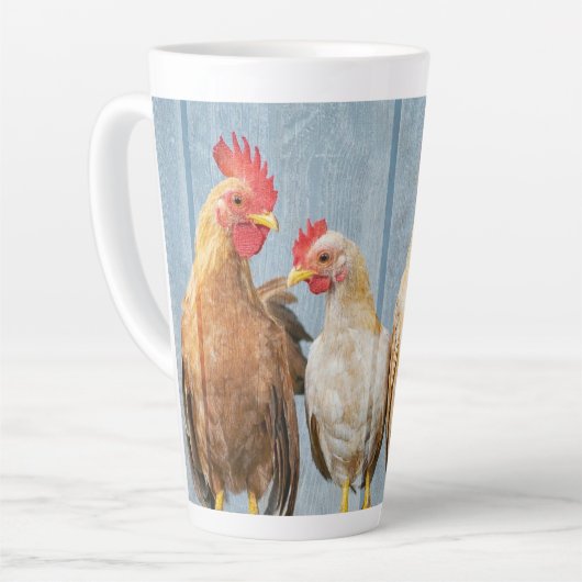 Tasse Latte Coq poules poules (Angle gauche)