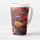 Tasse Latte Coquelicots Colorés (Angle droit)