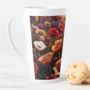 Tasse Latte Coquelicots Colorés