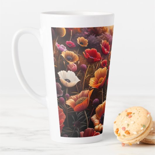 Tasse Latte Coquelicots Colorés (En situation)