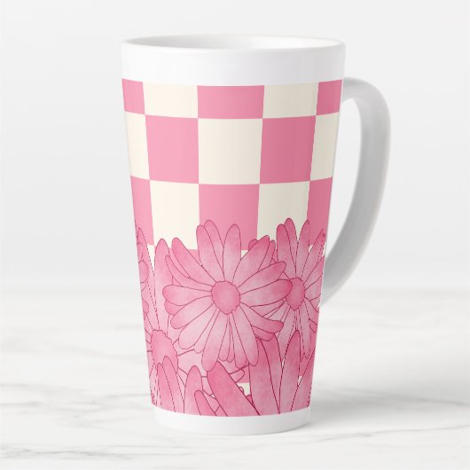 Tasse Latte Coquette en latte à motif floral vérifié (Angle droit)