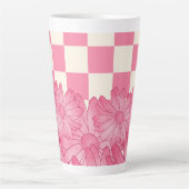 Tasse Latte Coquette en latte à motif floral vérifié (Devant)