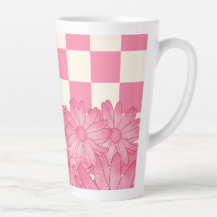 Tasse Latte Coquette en latte à motif floral vérifié