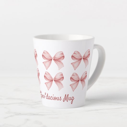 Tasse Latte Coquette personnalisée "Bow"dacious Pink Bow (Angle droit)