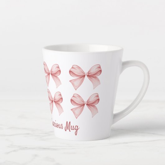 Tasse Latte Coquette personnalisée "Bow"dacious Pink Bow (Droite)