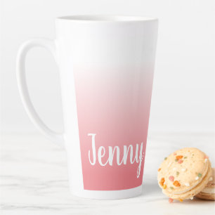 Tasse Latte Corail ombré personnalisé
