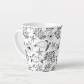 Tasse Latte Corail plante, tortue marine (Angle gauche)