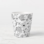 Tasse Latte Corail plante, tortue marine (Devant)
