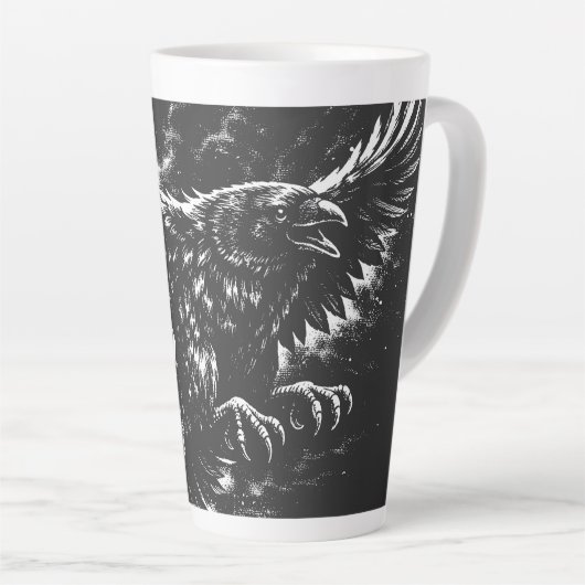 Tasse Latte Corbeau gothique – par BurnsInHell (Angle droit)