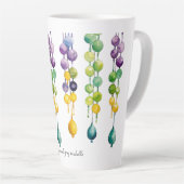 Tasse Latte Cordes de perles Mardi Gras en Aquarelle (Angle droit)