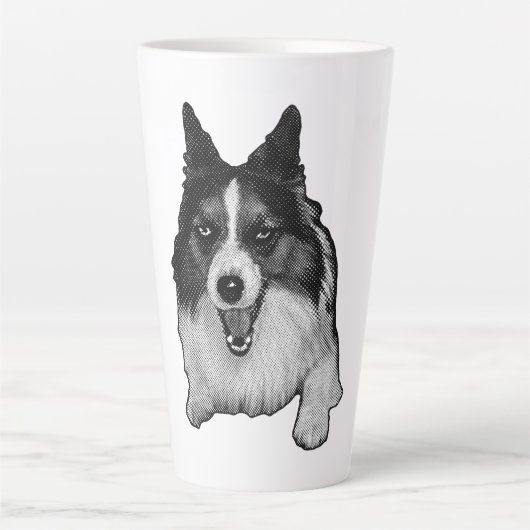Tasse Latte Corgi baisé à la neige Bonjour (Devant)