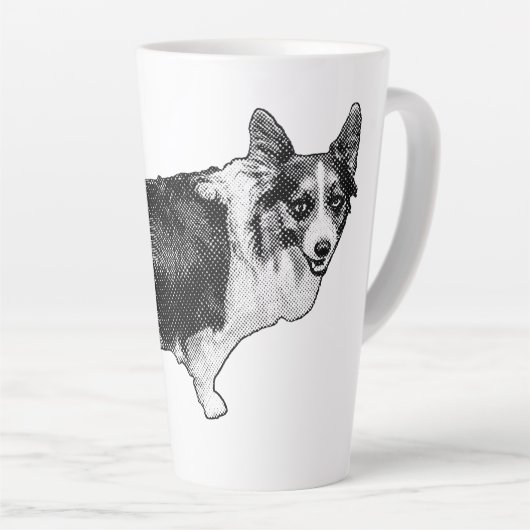 Tasse Latte Corgi Prism Holiday Wink (Angle droit)