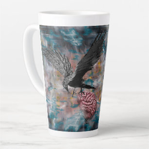 Tasse Latte Corneille corneille Noir Cerveau Oiseau Abstrait A