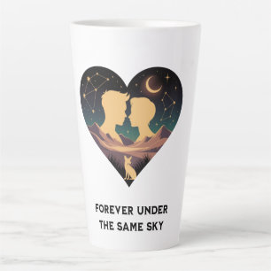Tasse Latte Cosmic Love Story Coeur avec les amants et Fox Art