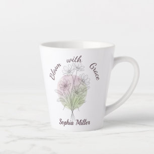 Tasse Latte Cosmos Personnalisé Nom Botanique Floral Personnal