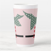 Tasse Latte Costume de lutin de Noël rose pour soirée des Fête (Devant)