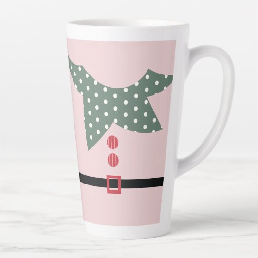 Tasse Latte Costume de lutin de Noël rose pour soirée des Fête (Droite)