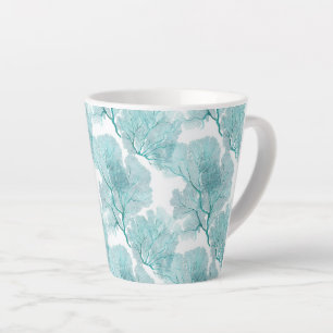 Tasse Latte Côté Aqua Blue Coral Mer Fans Tea